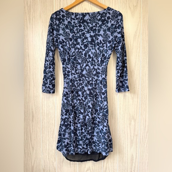 Tory Burch Michele Floral Dress Periwinkle Blue Faux Wrap Small Petite EUC - Picture 3 of 5